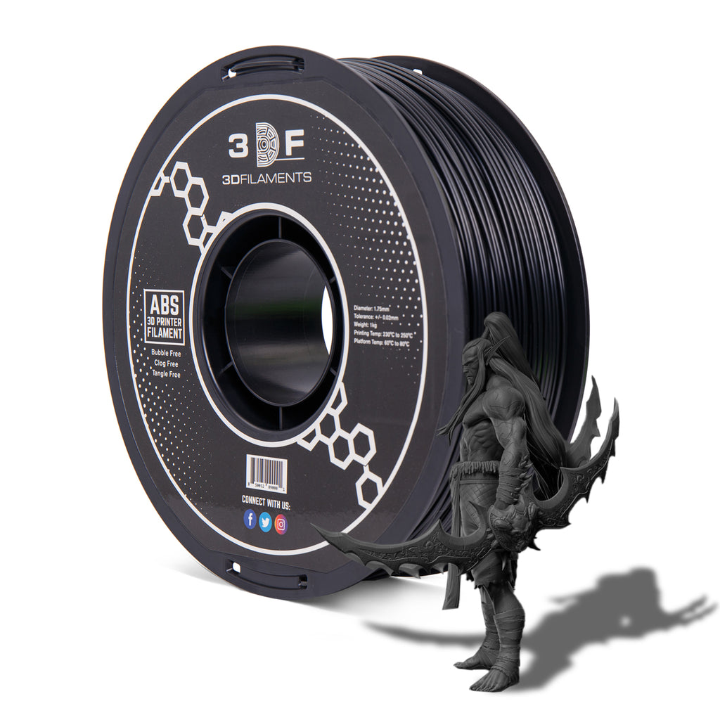 ABS BLACK 3D FILAMENT - 1.75MM, 1KG SPOOL