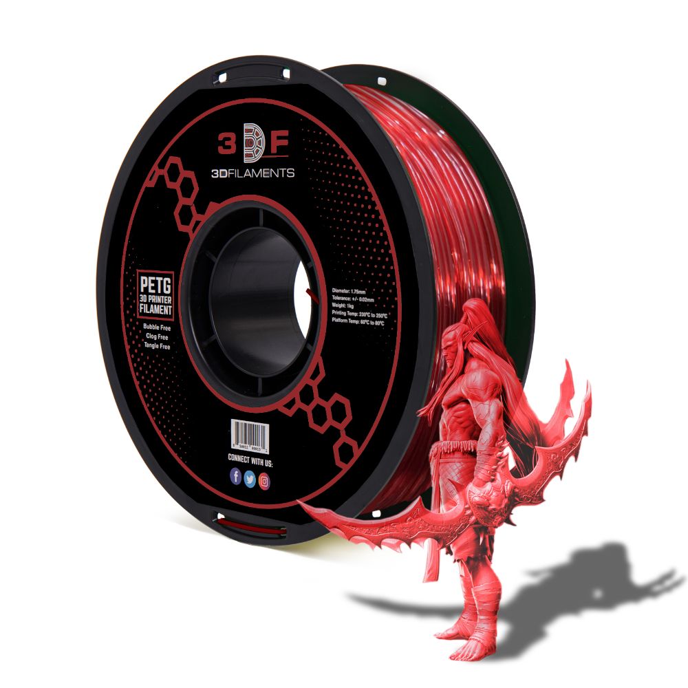 SHOP BEST PETG TRANSPARENT RED - 1.75MM, 1 KG SPOOLS – 3DFILAMENTS