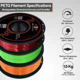 PETG Transparent Red Green Orange 1.5 KG