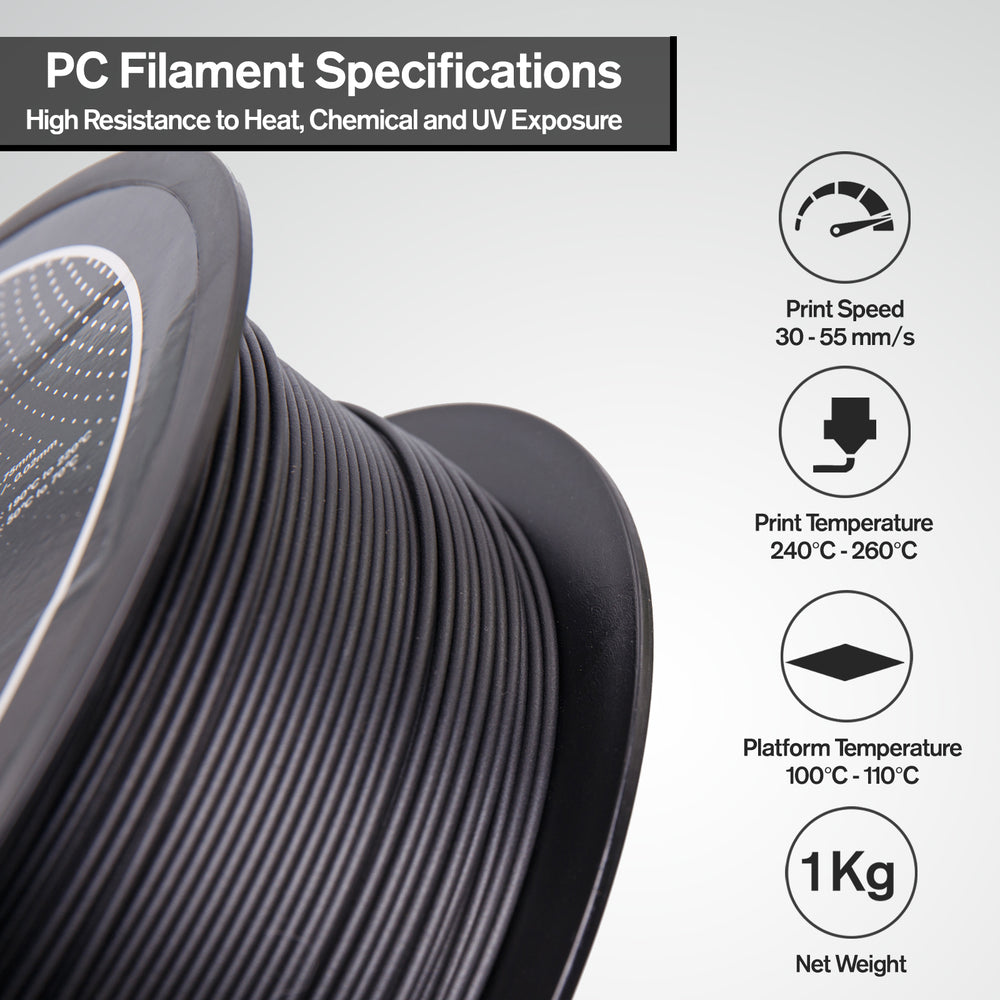 Black PC 3D Printer Filament