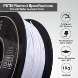 White PETG 3D Printer Filament