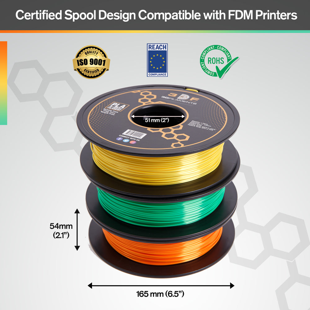 Orange Yellow Lime Green Silk PLA 3D Printer Filaments