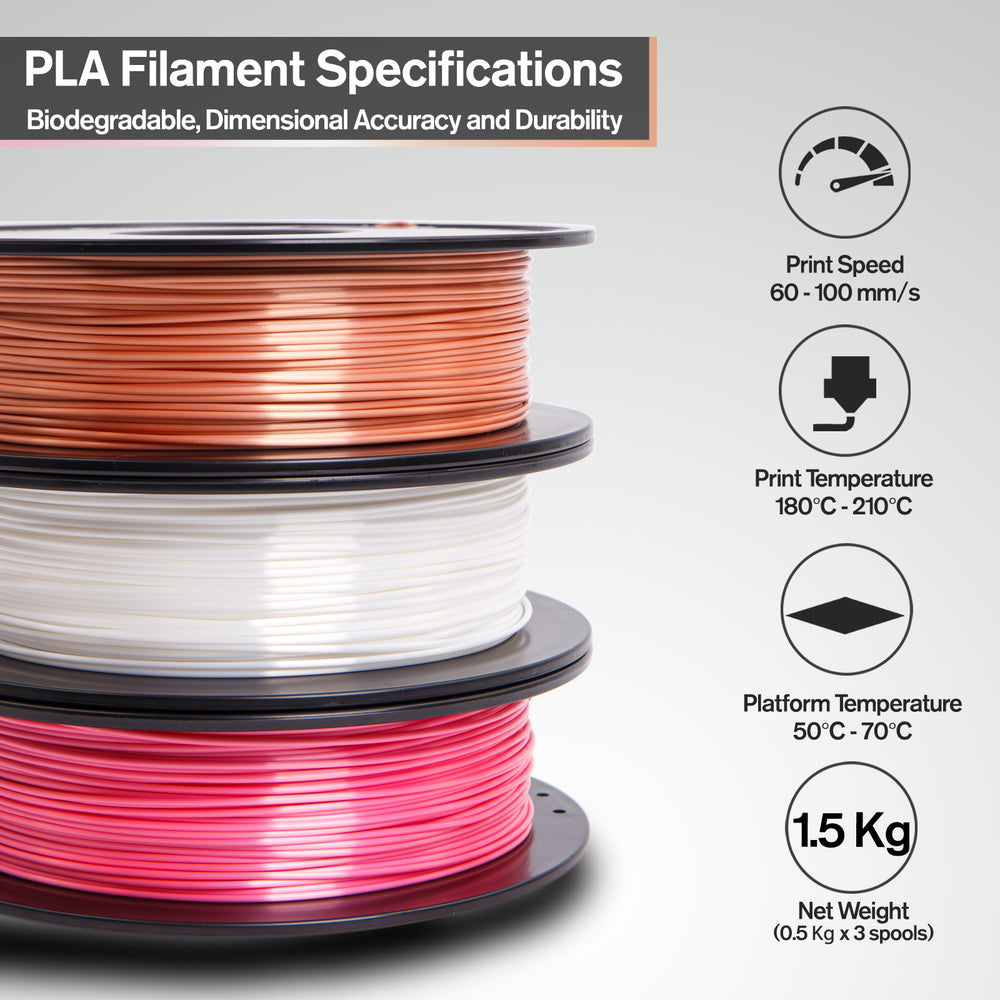 Pink White Champagne Gold Silk PLA 3D Printer Filaments