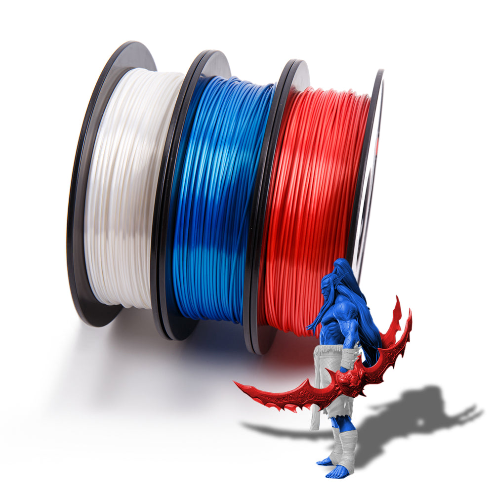 Red White Blue Silk PLA 3D Printer Filaments